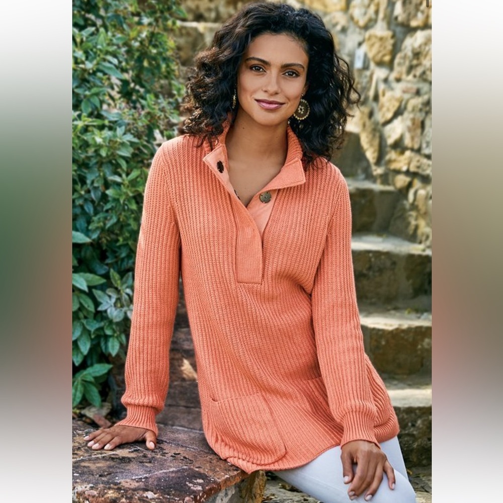 Soft Surroundings coral highland tunic sweater S